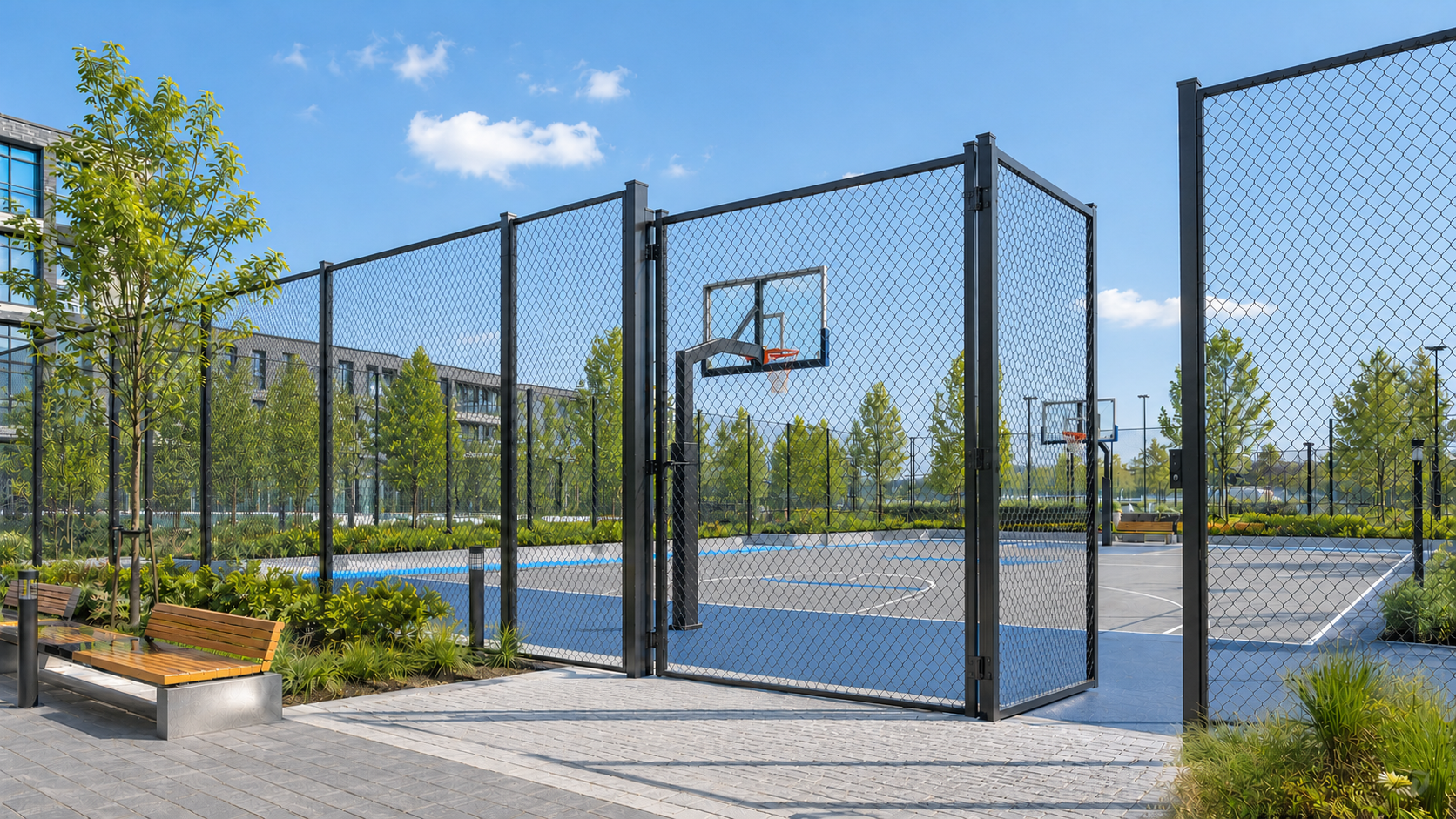 Completed multi-sport court fence project