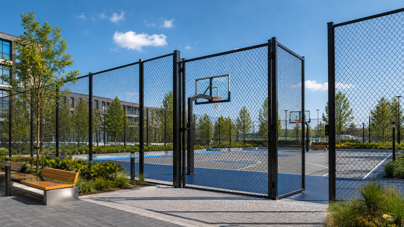 Completed multi-sport court fence project