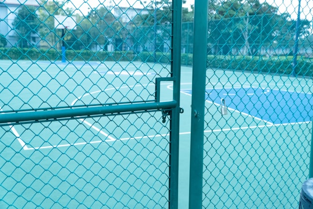 Multi-sport court fence installation